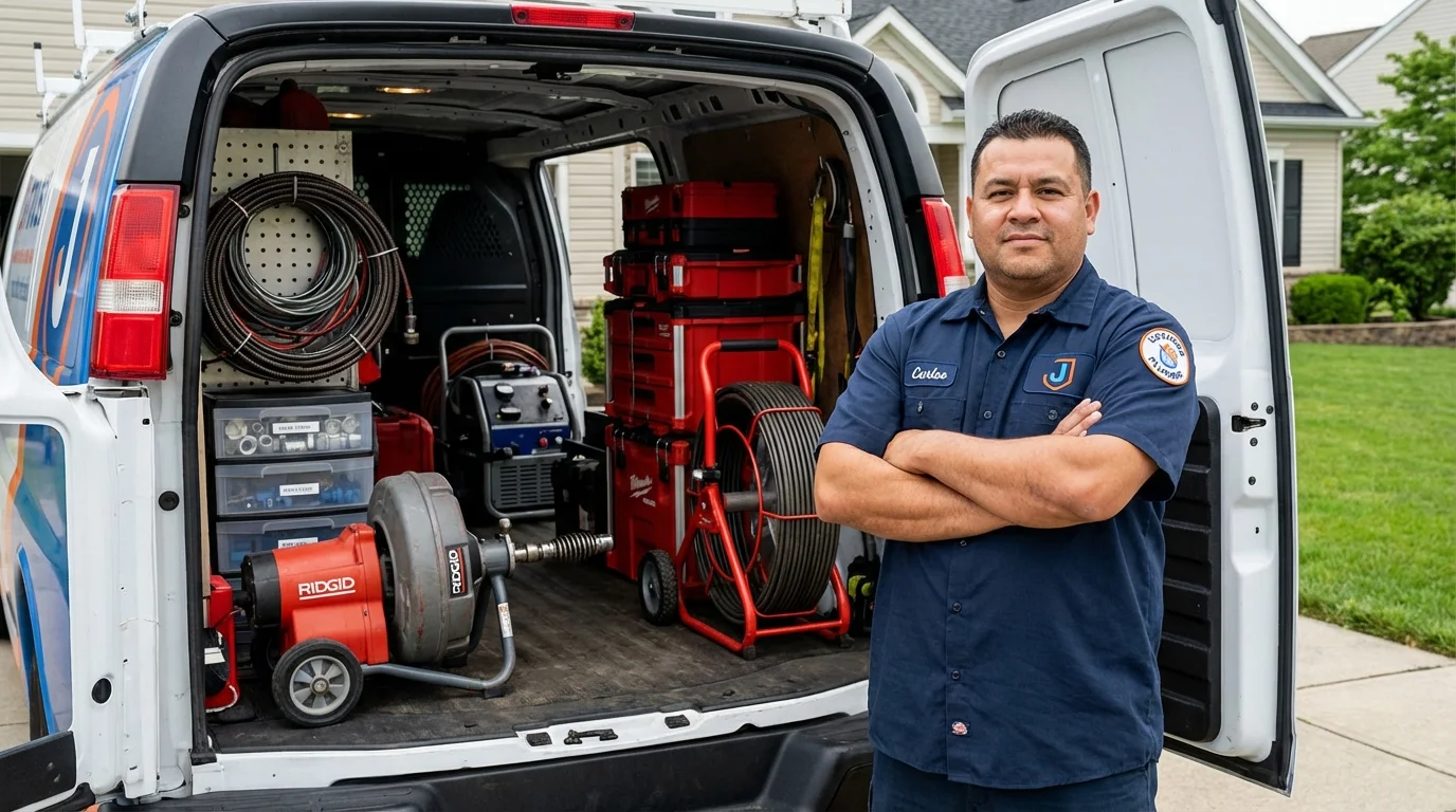 Professional drain cleaning equipment and Johns Plumbing LLC plumber in Perry